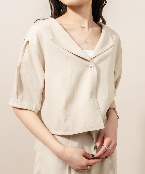 mline（エムライン）の「[mline] WEB限定 シャツジャケット（テーラードジャケット・レディース・ベージュ/ブルー/イエロー・FREE）」の8枚目の写真