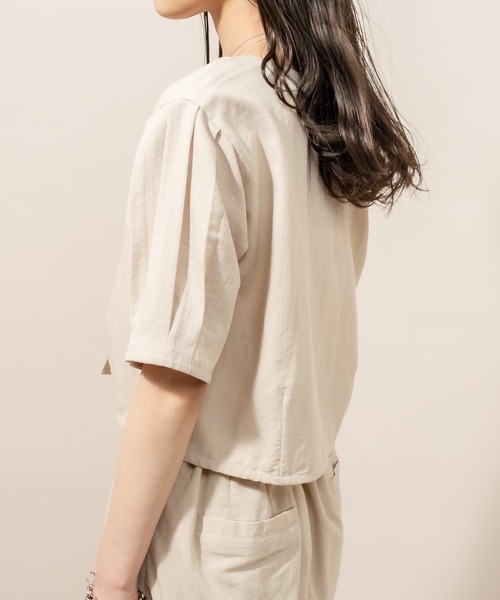 mline（エムライン）の「[mline] WEB限定 シャツジャケット（テーラードジャケット・レディース・ベージュ/ブルー/イエロー・FREE）」の14枚目の写真