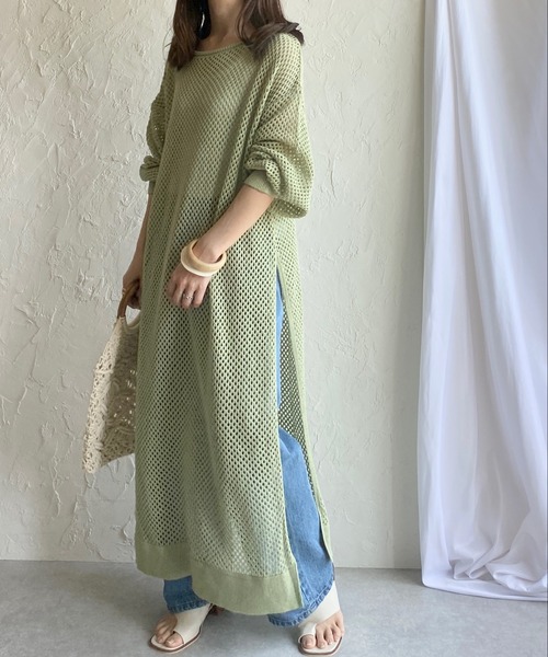 セール メッシュ編みニット長袖ロングワンピース ワンピース She S Closet シーズクローゼット のファッション通販 Zozotown