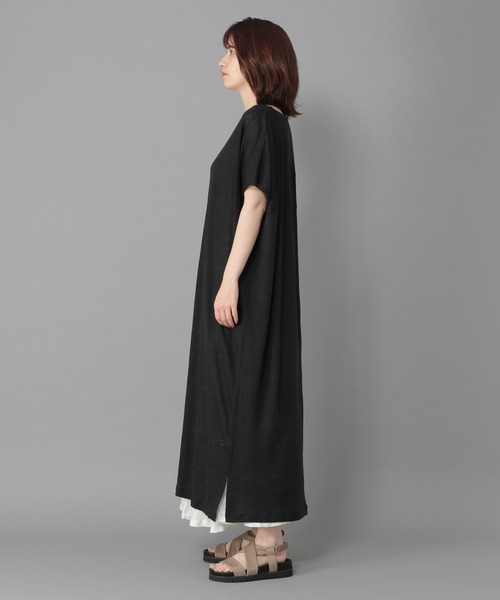 studio CLIP（スタディオクリップ）の「《Natural by studio CLIP》リネン100％ＢＩＧワンピース（ワンピース・レディース・ブラック/カーキ・FREE）」の3枚目の写真