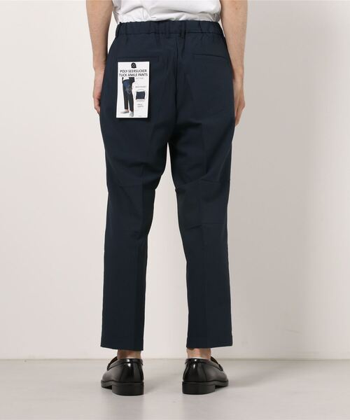 スーパーストレッチパンツシアサッカーネイビー/ブラック