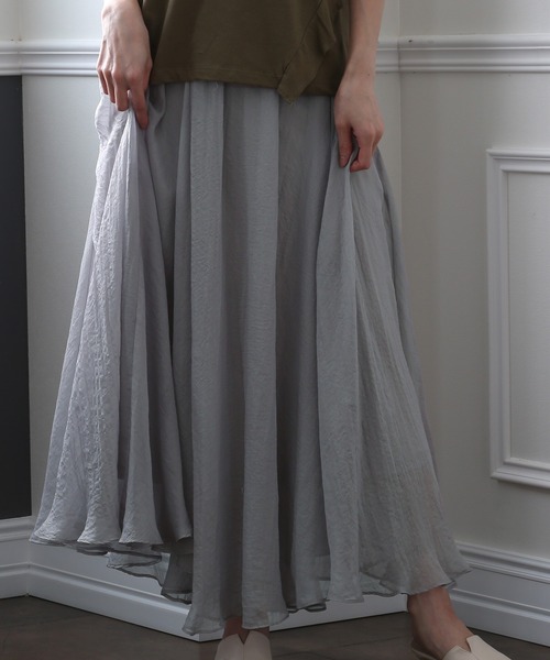 ElegChic(エレグシック)の「ベルト付きシボ シフォン スカート (スカート・レディース・ネイビー/ブラウン/グレー・M)」の1枚目の写真
