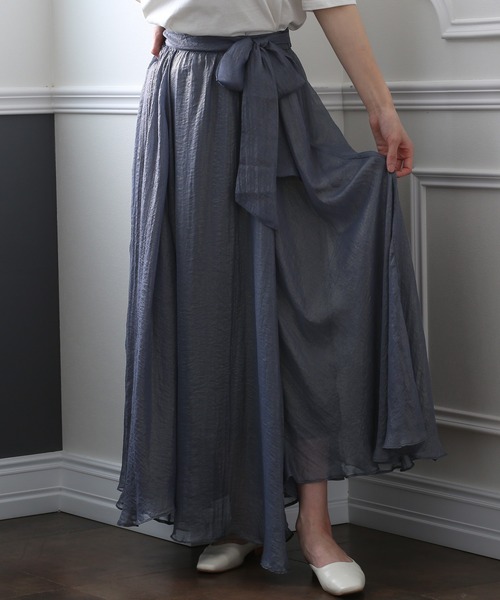 ElegChic(エレグシック)の「ベルト付きシボ シフォン スカート (スカート・レディース・ネイビー/ブラウン/グレー・M)」の9枚目の写真