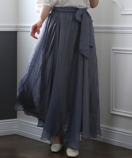ElegChic(エレグシック)の「ベルト付きシボ シフォン スカート (スカート・レディース・ネイビー/ブラウン/グレー・M)」の10枚目の写真