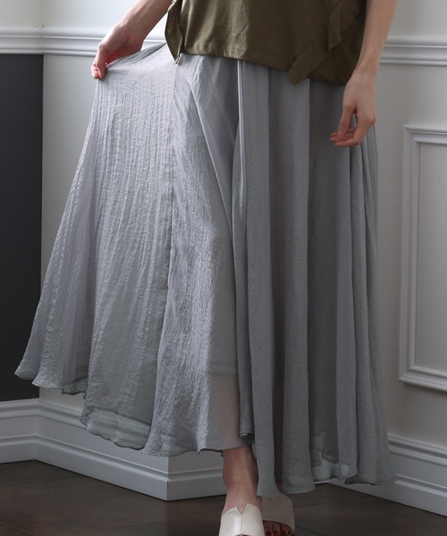 ElegChic(エレグシック)の「ベルト付きシボ シフォン スカート (スカート・レディース・ネイビー/ブラウン/グレー・M)」の12枚目の写真