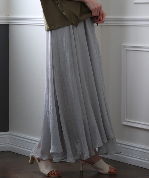 ElegChic(エレグシック)の「ベルト付きシボ シフォン スカート (スカート・レディース・ネイビー/ブラウン/グレー・M)」の13枚目の写真