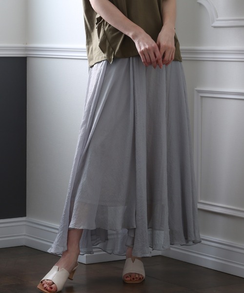 ElegChic(エレグシック)の「ベルト付きシボ シフォン スカート (スカート・レディース・ネイビー/ブラウン/グレー・M)」の14枚目の写真