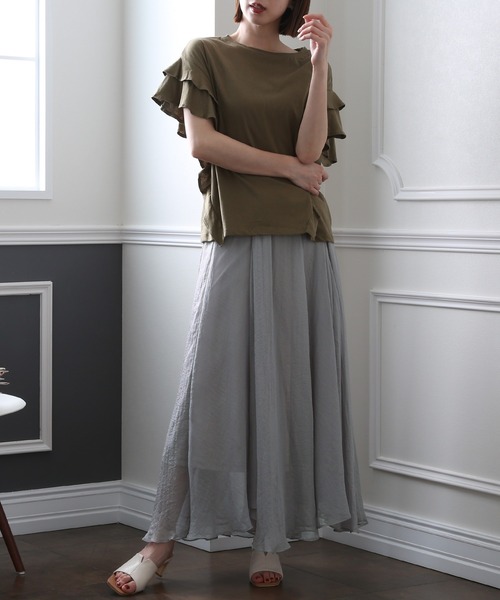 ElegChic(エレグシック)の「ベルト付きシボ シフォン スカート (スカート・レディース・ネイビー/ブラウン/グレー・M)」の15枚目の写真