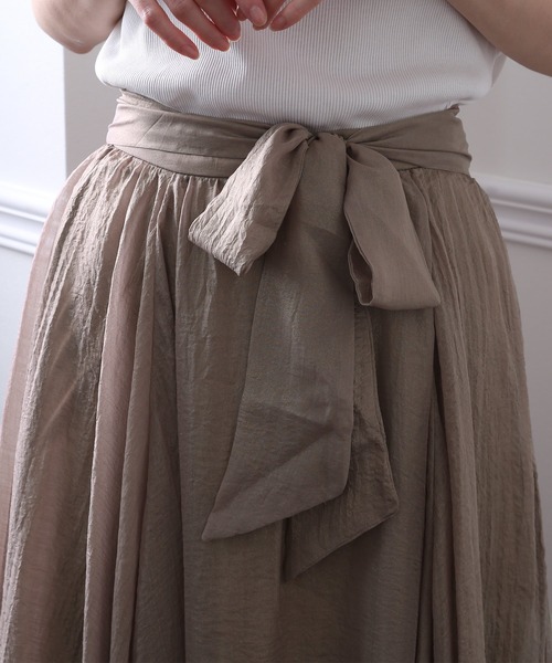 ElegChic(エレグシック)の「ベルト付きシボ シフォン スカート (スカート・レディース・ネイビー/ブラウン/グレー・M)」の16枚目の写真