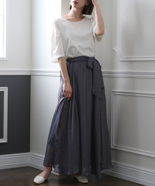 ElegChic(エレグシック)の「ベルト付きシボ シフォン スカート (スカート・レディース・ネイビー/ブラウン/グレー・M)」の20枚目の写真