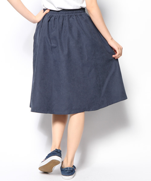 CIAOPANIC（チャオパニック）の「【Ciaopanic】ピーチ起毛ミドルフレアSK（スカート・レディース・カーキ/ネイビー・FREE）」の4枚目の写真