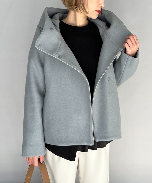 PICCIN(ピッチン)の「ジャージメルトンコート(その他アウター・レディース・ネイビー/サックスブルー/アイボリー・L/M)」の3枚目の写真