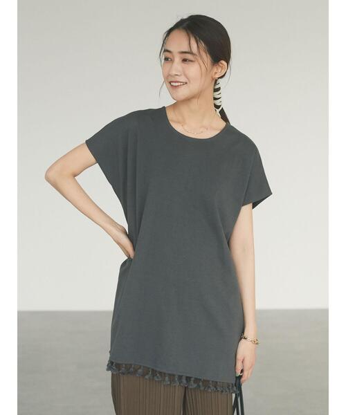 CRAFT STANDARD BOUTIQUE（クラフトスタンダードブティック）の「タッセルフリンジヘムカットチュニック　＊（Tシャツ/カットソー・レディース・チャコールグレー/ライトグレー/ブラウン・FREE）」の6枚目の写真