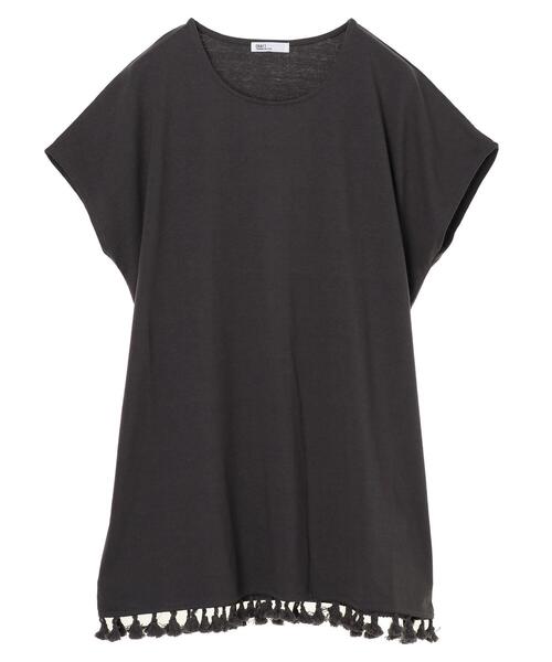 CRAFT STANDARD BOUTIQUE（クラフトスタンダードブティック）の「タッセルフリンジヘムカットチュニック　＊（Tシャツ/カットソー・レディース・チャコールグレー/ライトグレー/ブラウン・FREE）」の7枚目の写真