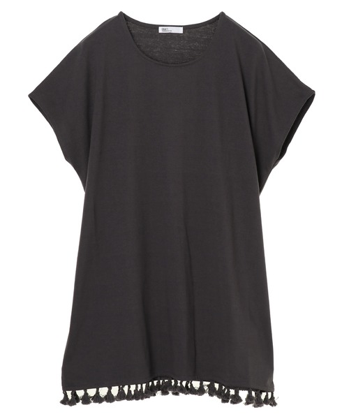 CRAFT STANDARD BOUTIQUE（クラフトスタンダードブティック）の「タッセルフリンジヘムカットチュニック　＊（Tシャツ/カットソー・レディース・チャコールグレー/ライトグレー/ブラウン・FREE）」の4枚目の写真