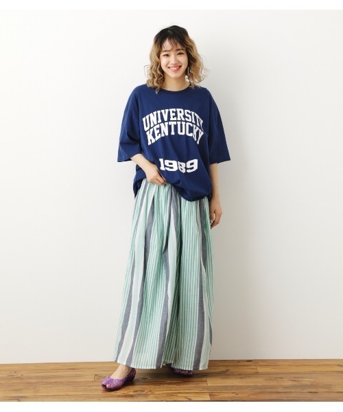 ロデオクラウンズ ワイドボウル　パターンスカーチョ　柄ネイビー　フリー RODEO CROWNS WIDE BOWL（ロデオクラウンズワイドボウル）の