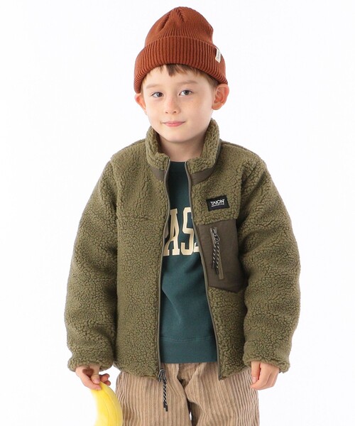 TAION（タイオン）の「【WEB限定/一部SHIPS KIDS別注】TAION:100～140cm / キッズ ボア リバーシブル ダウン ジャケット（ダウンジャケット/コート・キッズ・ホワイト/ブラック/ダークオリーブ・100/110/120/130/140）」の3枚目の写真