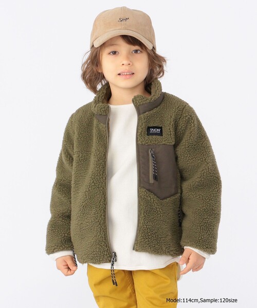 TAION（タイオン）の「【WEB限定/一部SHIPS KIDS別注】TAION:100～140cm / キッズ ボア リバーシブル ダウン ジャケット（ダウンジャケット/コート・キッズ・ホワイト/ブラック/ダークオリーブ・100/110/120/130/140）」の8枚目の写真
