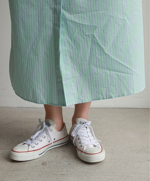 feepur(フェピュール)の「バンドカラーオーバーシャツワンピース(シャツワンピース・レディース・サックスブルー/ホワイト/ブラック/グリーン・MEDIUM)」の9枚目の写真