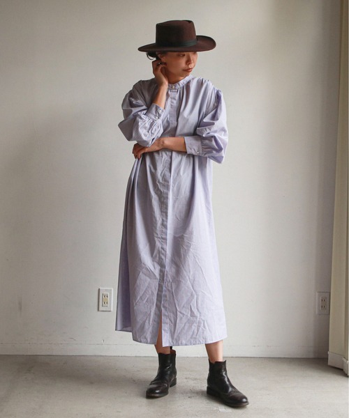 feepur(フェピュール)の「バンドカラーオーバーシャツワンピース(シャツワンピース・レディース・サックスブルー/ホワイト/ブラック/グリーン・MEDIUM)」の18枚目の写真