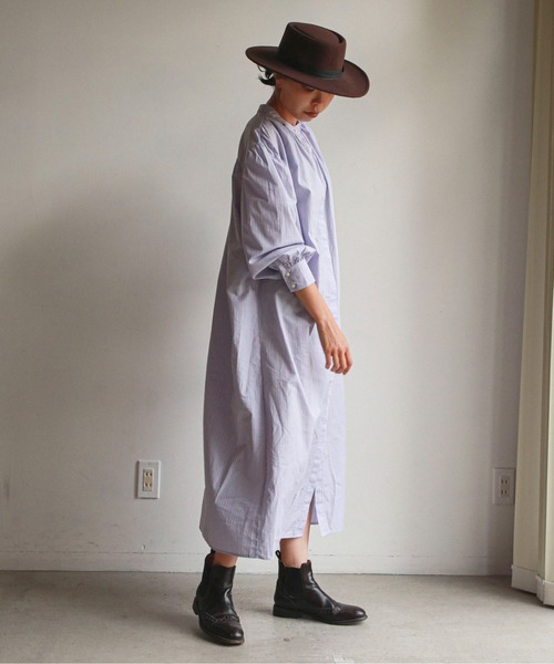 feepur(フェピュール)の「バンドカラーオーバーシャツワンピース(シャツワンピース・レディース・サックスブルー/ホワイト/ブラック/グリーン・MEDIUM)」の17枚目の写真