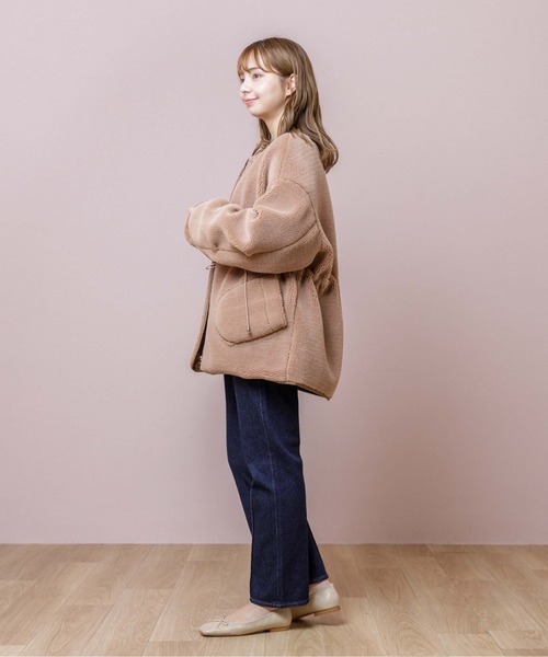 flower(フラワー)の「スウィートボアコート(ムートンコート・レディース・ブラウン/アイボリー・FREE)」の10枚目の写真