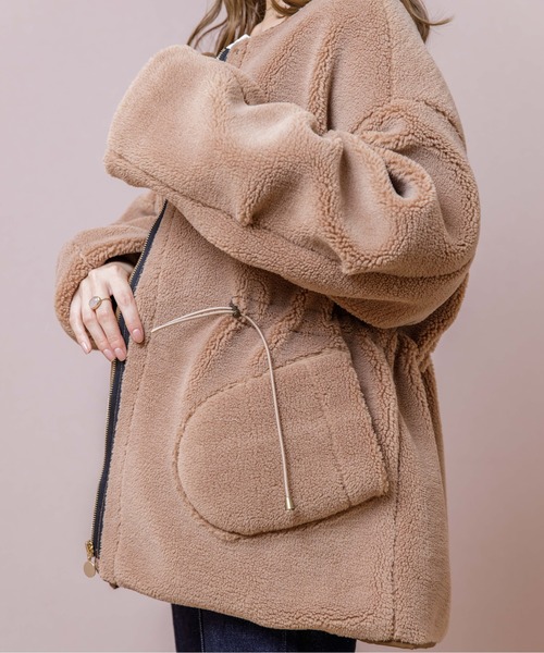 flower(フラワー)の「スウィートボアコート(ムートンコート・レディース・ブラウン/アイボリー・FREE)」の15枚目の写真