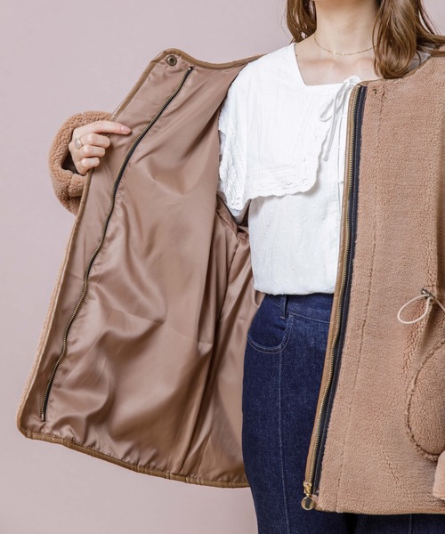 flower(フラワー)の「スウィートボアコート(ムートンコート・レディース・ブラウン/アイボリー・FREE)」の9枚目の写真