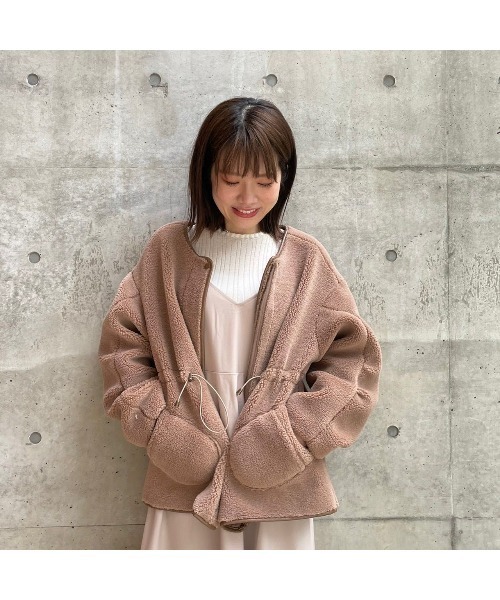 flower(フラワー)の「スウィートボアコート(ムートンコート・レディース・ブラウン/アイボリー・FREE)」の18枚目の写真