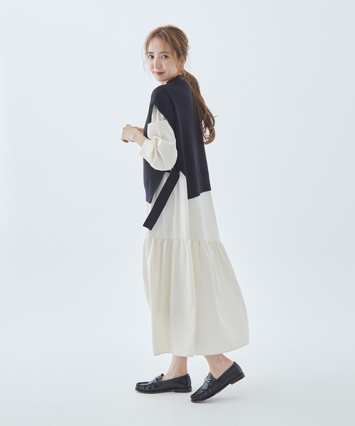 Fabulous Angela(ファビュラスアンジェラ)の「ニットベスト付ロングワンピース(ワンピース・レディース・モカ/カーキ/ブラック・FREE)」の12枚目の写真