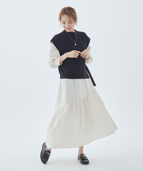 Fabulous Angela(ファビュラスアンジェラ)の「ニットベスト付ロングワンピース(ワンピース・レディース・モカ/カーキ/ブラック・FREE)」の13枚目の写真