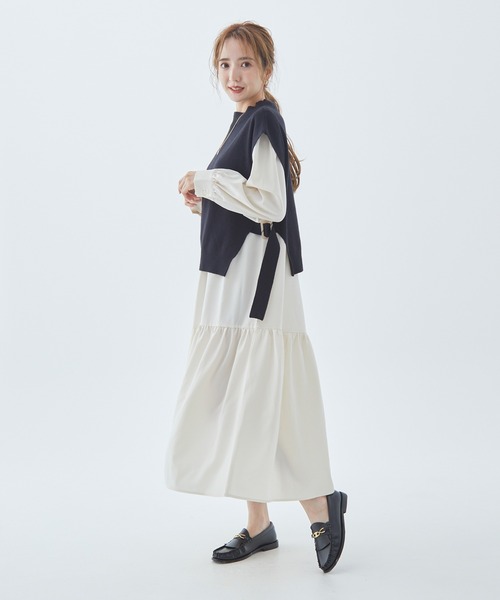 Fabulous Angela(ファビュラスアンジェラ)の「ニットベスト付ロングワンピース(ワンピース・レディース・モカ/カーキ/ブラック・FREE)」の16枚目の写真