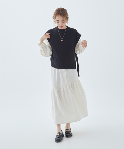 Fabulous Angela(ファビュラスアンジェラ)の「ニットベスト付ロングワンピース(ワンピース・レディース・モカ/カーキ/ブラック・FREE)」の17枚目の写真