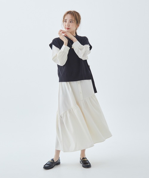 Fabulous Angela(ファビュラスアンジェラ)の「ニットベスト付ロングワンピース(ワンピース・レディース・モカ/カーキ/ブラック・FREE)」の21枚目の写真