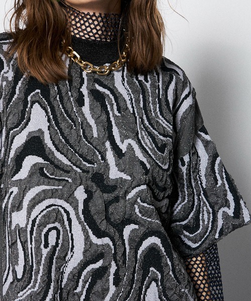 maison special ウェーブジャガードニットカーディガン MAISON SPECIAL カーディガン Logo Jacquard Knit Cardigan/ロゴ