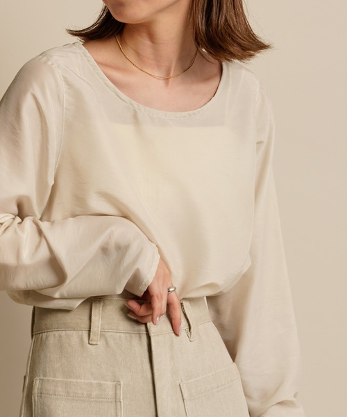 mystic（ミスティック）の「[mline] WEB限定 シアープルオーバー（Tシャツ/カットソー・レディース・ブラック/オフホワイト/ベージュ・FREE）」の16枚目の写真