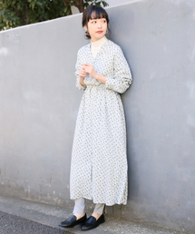 セール ブランド古着 Lowrys Farm ローリーズファーム レディース のワンピース ドレス ホワイト 白色系 花柄 ボタニカル柄 古着通販 Zozoused