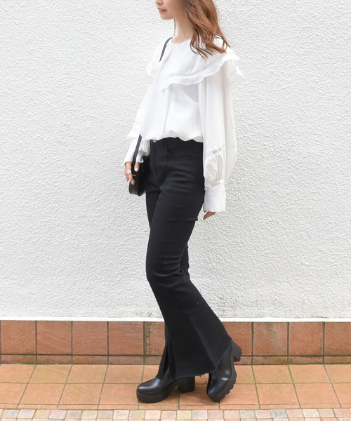 NOFALL（ノーフォール）の「ラウンドトゥ厚底プラットフォームストレッチショートブーツ（ブーツ・レディース・ブラック/グレイッシュベージュ/ダークブラウン・3L/SS/S/M/L/LL）」の17枚目の写真