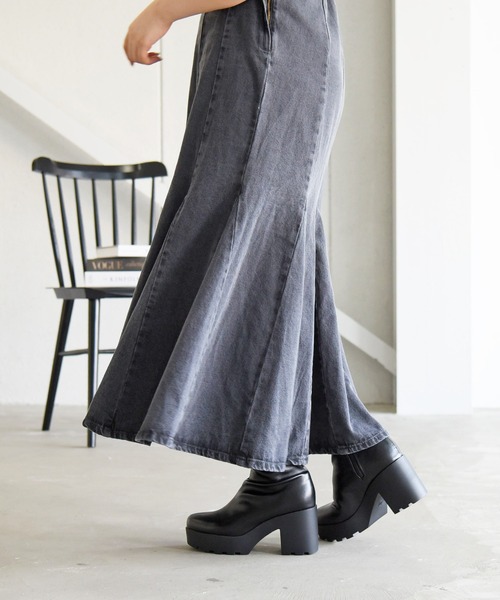 NOFALL（ノーフォール）の「ラウンドトゥ厚底プラットフォームストレッチショートブーツ（ブーツ・レディース・ブラック/グレイッシュベージュ/ダークブラウン・3L/SS/S/M/L/LL）」の9枚目の写真