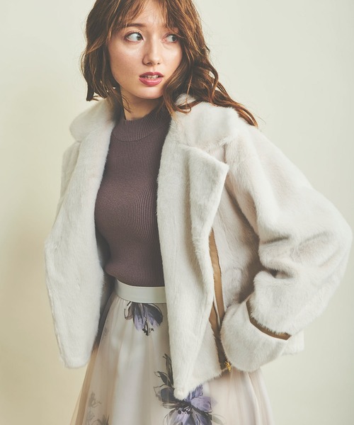 NOELA（ノエラ）の「エコファーライダースジャケット（ライダースジャケット・レディース・ブラウン/オフホワイト・フリー）」の3枚目の写真