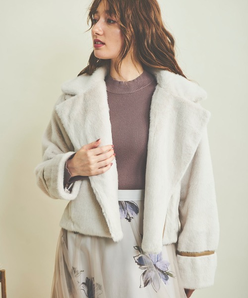 NOELA（ノエラ）の「エコファーライダースジャケット（ライダースジャケット・レディース・ブラウン/オフホワイト・フリー）」の4枚目の写真