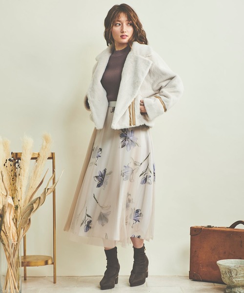 NOELA（ノエラ）の「エコファーライダースジャケット（ライダースジャケット・レディース・ブラウン/オフホワイト・フリー）」の7枚目の写真