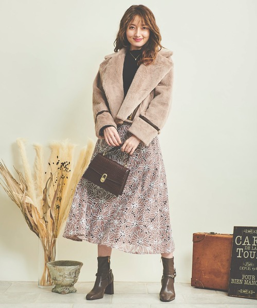 NOELA（ノエラ）の「エコファーライダースジャケット（ライダースジャケット・レディース・ブラウン/オフホワイト・フリー）」の10枚目の写真