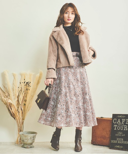 NOELA（ノエラ）の「エコファーライダースジャケット（ライダースジャケット・レディース・ブラウン/オフホワイト・フリー）」の11枚目の写真