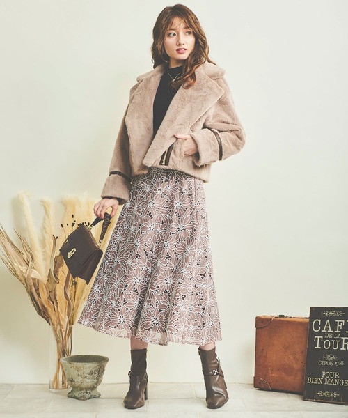 NOELA（ノエラ）の「エコファーライダースジャケット（ライダースジャケット・レディース・ブラウン/オフホワイト・フリー）」の12枚目の写真