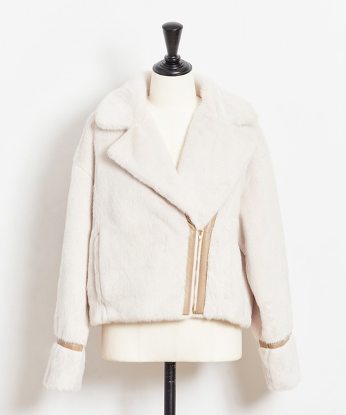 NOELA（ノエラ）の「エコファーライダースジャケット（ライダースジャケット・レディース・ブラウン/オフホワイト・フリー）」の15枚目の写真