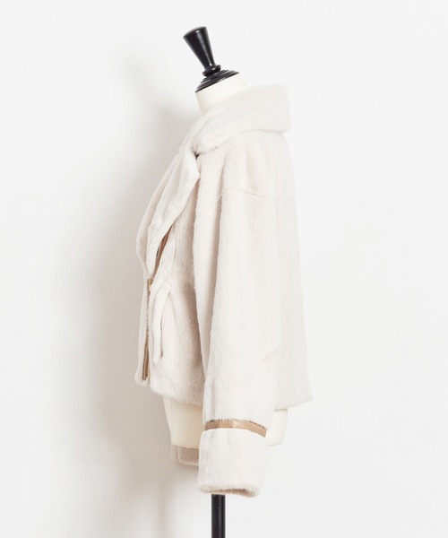 NOELA（ノエラ）の「エコファーライダースジャケット（ライダースジャケット・レディース・ブラウン/オフホワイト・フリー）」の17枚目の写真