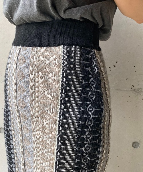 CAPRICIEUX LE'MAGE（カプリシューレマージュ）の「キカジャガードスカート（スカート・レディース・ブラック/モカ・FREE）」の8枚目の写真