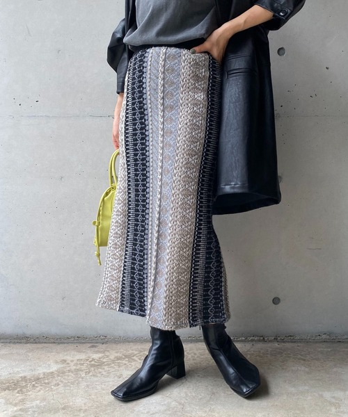 CAPRICIEUX LE'MAGE（カプリシューレマージュ）の「キカジャガードスカート（スカート・レディース・ブラック/モカ・FREE）」の10枚目の写真