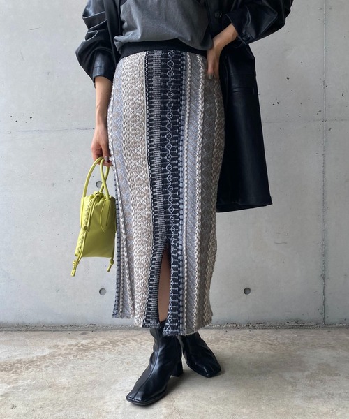 CAPRICIEUX LE'MAGE（カプリシューレマージュ）の「キカジャガードスカート（スカート・レディース・ブラック/モカ・FREE）」の13枚目の写真